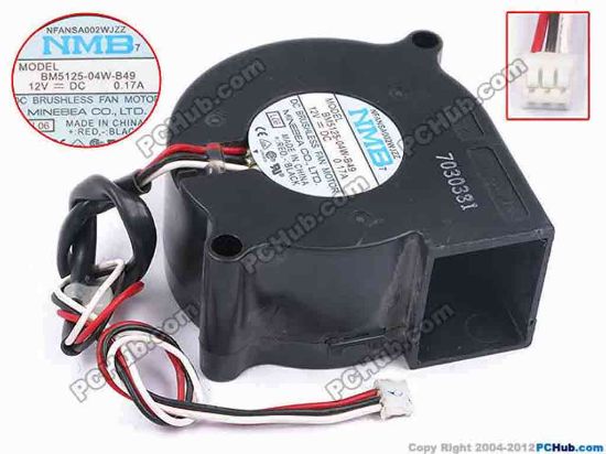 79259 NMB-MAT / Minebea BM5125-04W-B49 Server - Blower Fan L06, bw50x50x25, w245x3x3, 12V 0.17A NMB-MAT / Minebea BM5125-04W-B49 Server - Blower Fan 