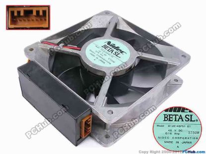 79290 Nidec D12E-48PS1 Server - Square Fan 01, sq137x120x38, w3x8, 48V 0.16A Nidec D12E-48PS1 Server - Square Fan 