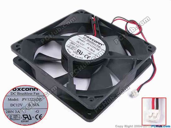 79298 Foxconn PV122512H Server - Square Fan -G, sq120x120x25, w250x2x2, 12V 0.7A Foxconn PV122512H Server - Square Fan 