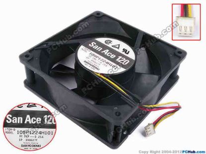 79319 Sanyo Denki 109P1224H101 Server - Square Fan EP, sq120x120x38, w100x3x3, 24V 0.25A Sanyo Denki 109P1224H101 Server - Square Fan 