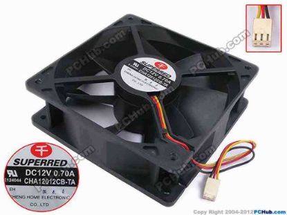 79328 Superred CHA12012CB-TA Server - Square Fan sq120x120x38, w120x3x3, 12V 0.7A Superred CHA12012CB-TA Server - Square Fan 