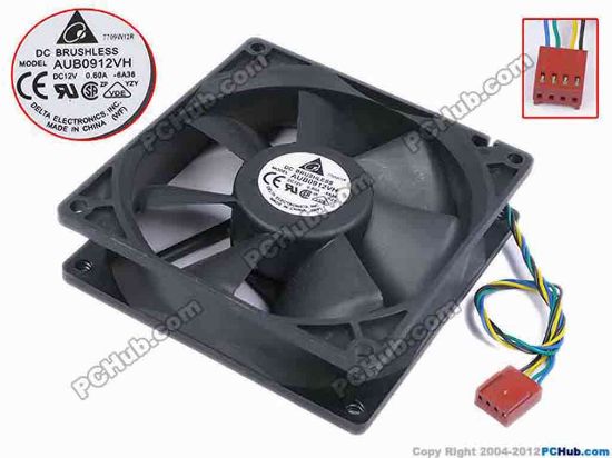 79444 Delta Electronics AUB0912VH Server - Square Fan -6A36, sq92x92x25, w155x4x4, 12V 0.6A Delta Electronics AUB0912VH Server - Square Fan 