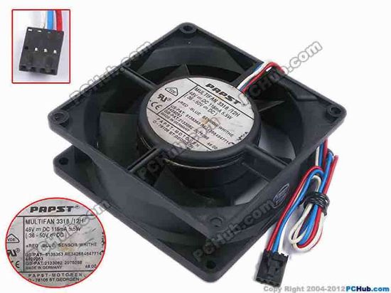 79459 ebm-papst MULTIFAN 3318/12H Server - Square Fan MULTIFAN3318/12H, sq92x92x32, w295x3x4, 48V 5.5W ebm-papst MULTIFAN 3318/12H Server - Square Fan 