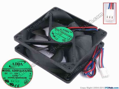 79475 ADDA AD0912LX-A76GL Server - Square Fan S, T, sq92x92x25, w280x3x3, 12V 0.13A ADDA AD0912LX-A76GL Server - Square Fan 