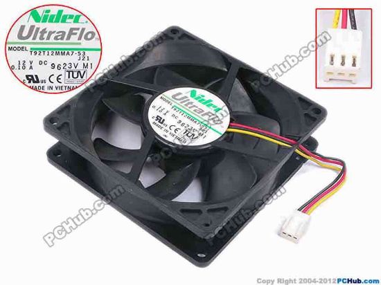 79497 Nidec T92T12MMA7-53 Server - Square Fan J21, sq92x92x25, w70x3x3, 12V 0.1A Nidec T92T12MMA7-53 Server - Square Fan 
