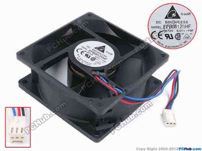 79623 Delta Electronics EFB0812SHF Server - Square Fan -F00, sq80x80x32, w100x3x3, 12V 0.51A Delta Electronics EFB0812SHF Server - Square Fan 