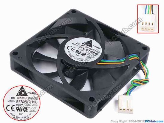 79636 Delta Electronics EFB0812HHB Server - Square Fan -5N74, sq80x80x15, w80x4x4, 12V 0.4A Delta Electronics EFB0812HHB Server - Square Fan 