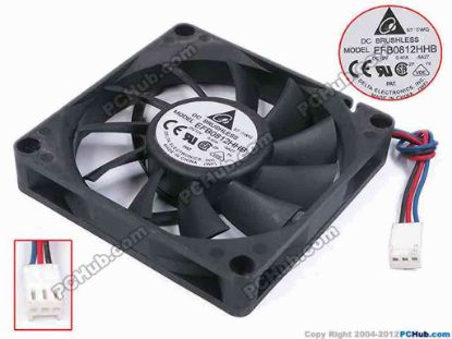 79664 Delta Electronics EFB0812HHB Server - Square Fan -5A27, sq80x80x15, w100x3x3, 12V 0.4A Delta Electronics EFB0812HHB Server - Square Fan 