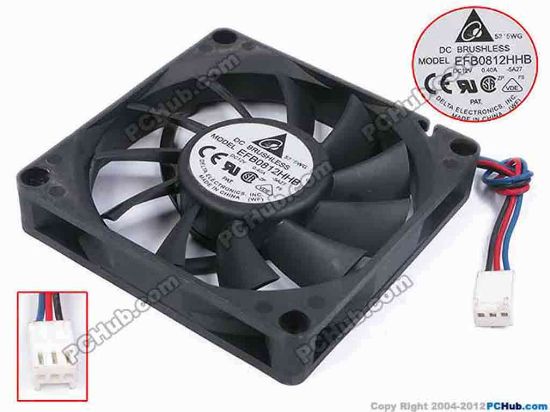 79664 Delta Electronics EFB0812HHB Server - Square Fan -5A27, sq80x80x15, w100x3x3, 12V 0.4A Delta Electronics EFB0812HHB Server - Square Fan 