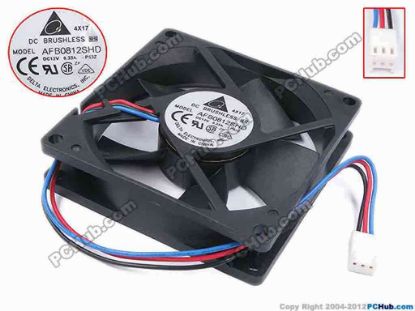 79666 Delta Electronics AFB0812SHD Server - Square Fan -P53Z, sq80x80x20, w185x3x3, 12V 0.33A Delta Electronics AFB0812SHD Server - Square Fan 