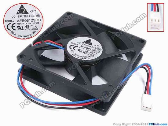 79666 Delta Electronics AFB0812SHD Server - Square Fan -P53Z, sq80x80x20, w185x3x3, 12V 0.33A Delta Electronics AFB0812SHD Server - Square Fan 