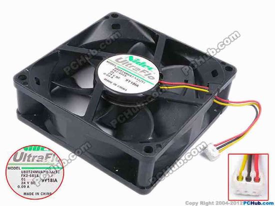 79668 Nidec U80T24MUA7-53J251 Server - Square Fan FK2-6818, sq80x80x25, w60x3x3, 24V 0.09A Nidec U80T24MUA7-53J251 Server - Square Fan 