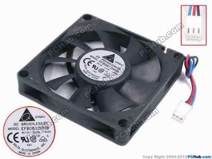 79680 Delta Electronics EFB0812HHB Server - Square Fan -4H30, sq80x80x15, w95x3x3, 12V 0.4A Delta Electronics EFB0812HHB Server - Square Fan 