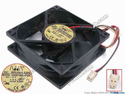 79681 ADDA AD0812MS-A70GL Server - Square Fan T, sq80x80x25, w195x2x2, 12V 0.15A ADDA AD0812MS-A70GL Server - Square Fan 