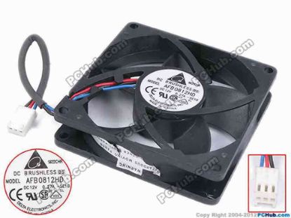 79687 Delta Electronics AFB0812HD Server - Square Fan -5E1B, sq80x80x20, w95x3x3, 12V 0.27A Delta Electronics AFB0812HD Server - Square Fan 