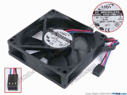 79704 ADDA AD0812MB-C76 Server - Square Fan G, TP17, sq80x80x25, w175x3x3, 12V 0.16A ADDA AD0812MB-C76 Server - Square Fan 