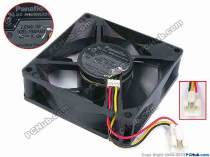79716 Panasonic FBA08A24H Server - Square Fan sq80x80x25, w70x3x3, 24V 0.15A Panasonic FBA08A24H Server - Square Fan 