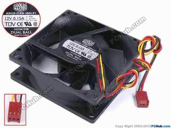79723 Cooler Master A8025-25BB-3BN-P1 Server - Square Fan sq80x80x25, w300x3x3, 12V 0.15A Cooler Master A8025-25BB-3BN-P1 Server - Square Fan 
