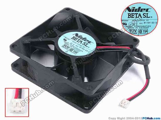 79744 Nidec D08A-12PS3 01 Server - Square Fan sq80x80x25, w120x2x2, 12V 0.5A Nidec D08A-12PS3 01 Server - Square Fan 