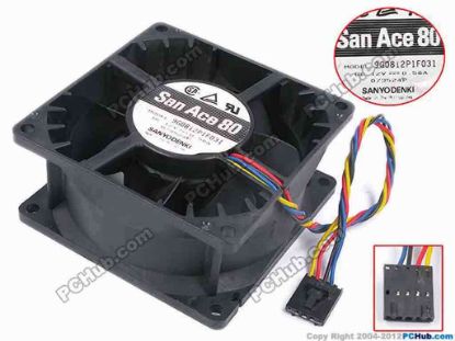79745 Sanyo Denki 9G0812P1F031 Server - Square Fan sq80x80x38, w170x4x5, 12V 0.58A Sanyo Denki 9G0812P1F031 Server - Square Fan 