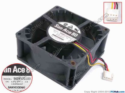 79750 Sanyo Denki 9G0812G103 Server - Square Fan sq80x80x38, w650x3x4, 12V 1.1A Sanyo Denki 9G0812G103 Server - Square Fan 