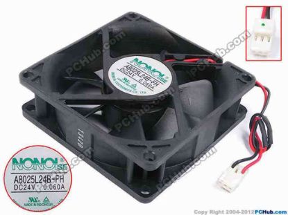 79774 NONOISE A8025L24B-FH Server - Square Fan sq80x80x25, w75x2x2, 24V 0.06A NONOISE A8025L24B-FH Server - Square Fan 