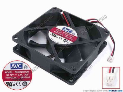 79775 AVC DS08020R12M Server - Square Fan -005, sq80x80x20, w170x2x2, 12V 0.4A AVC DS08020R12M Server - Square Fan 