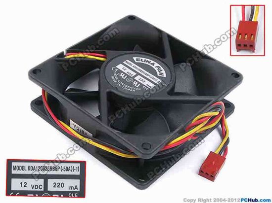79810 ELINA FAN KDA120825HB6P Server - Square Fan -50A, -1, sq80x80x25, w265x3x3, 12V 0.22A ELINA FAN KDA120825HB6P Server - Square Fan 