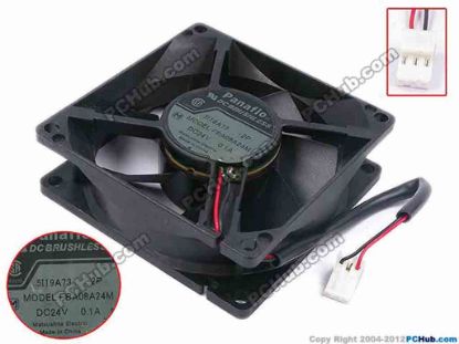 79847 Panasonic FBA08A24M Server - Square Fan -2P, sq80x80x25, w135x2x3, 24V 0.1A Panasonic FBA08A24M Server - Square Fan 