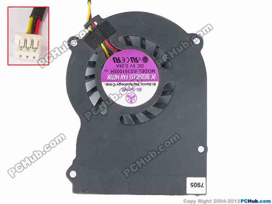 79873 Bi-Sonic BS351005H Cooling Fan  BS351005H, w25x3x3, 5V 0.24A, Bare fan Bi-Sonic BS351005H Cooling Fan  