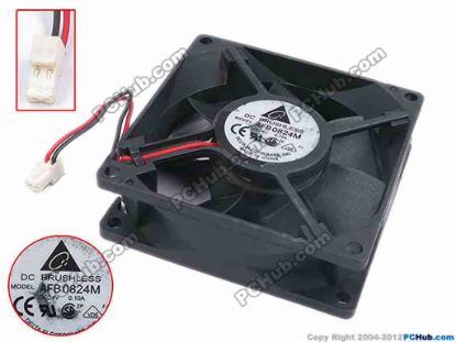 79943 Delta Electronics AFB0824M Server - Square Fan sq80x80x25, w75x2x2, 24V 0.1A Delta Electronics AFB0824M Server - Square Fan 