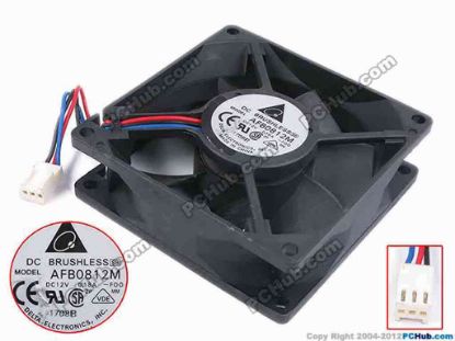 79947 Delta Electronics AFB0812M Server - Square Fan -F00, sq80x80x25, w80x3x3, 12V 0.18A Delta Electronics AFB0812M Server - Square Fan 