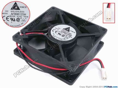 79949 Delta Electronics AFB0812SH Server - Square Fan -SV36, sq80x80x25, w135x2x2, 12V 0.51A Delta Electronics AFB0812SH Server - Square Fan 