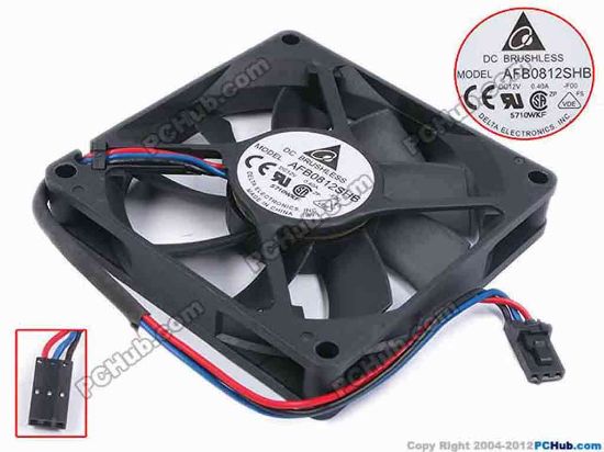 79952 Delta Electronics AFB0812SHB Server - Square Fan -F00, sq80x80x15, w160x3x3, 12V 0.4A Delta Electronics AFB0812SHB Server - Square Fan 