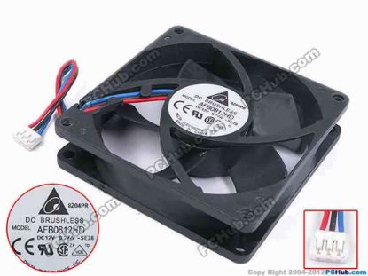 79957 Delta Electronics AFB0812HD Server - Square Fan -SE28, sq80x80x20, w95x3x3, 12V 0.27A Delta Electronics AFB0812HD Server - Square Fan 
