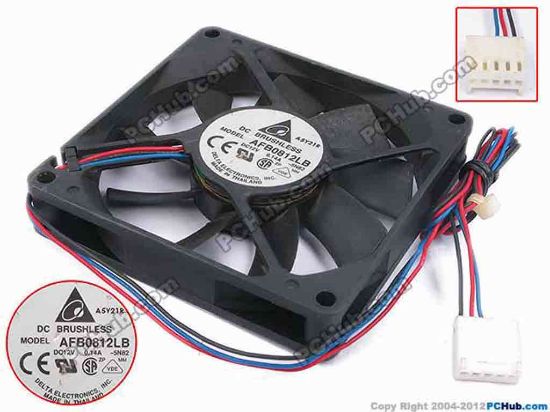 79959 Delta Electronics AFB0812LB Server - Square Fan -5N82, sq80x80x15, w500x3x5, 12V 0.14A Delta Electronics AFB0812LB Server - Square Fan 