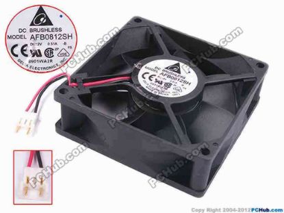 79972 Delta Electronics AFB0812SH Server - Square Fan -B, sq80x80x25, w60x2x3, 12V 0.51A Delta Electronics AFB0812SH Server - Square Fan 