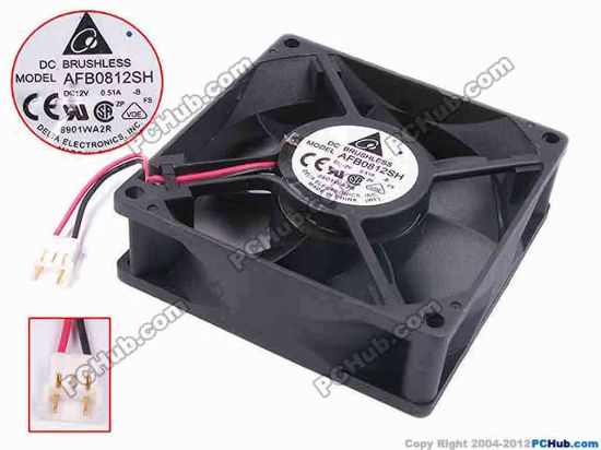 79972 Delta Electronics AFB0812SH Server - Square Fan -B, sq80x80x25, w60x2x3, 12V 0.51A Delta Electronics AFB0812SH Server - Square Fan 