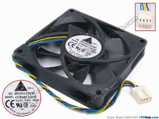 79981 Delta Electronics EFB0812HHB Server - Square Fan -5X20, sq80x80x15, w150x4x4, 12V 0.4A Delta Electronics EFB0812HHB Server - Square Fan 