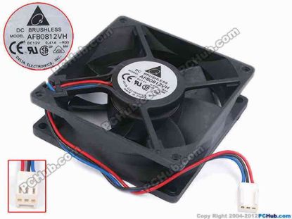 79991 Delta Electronics AFB0812VH Server - Square Fan -R00, sq80x80x25, w140x3x3, 12V 0.41A Delta Electronics AFB0812VH Server - Square Fan 