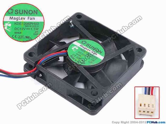80044 SUNON KDE1206PHV2 Server - Square Fan MS.B1525.A, sq60x60x15, w70x3x4, 12V 1.1W SUNON KDE1206PHV2 Server - Square Fan 