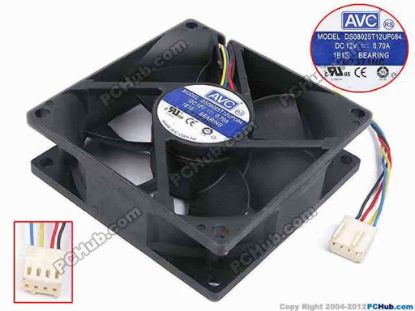 80045 AVC DS08025T12UP084 Server - Square Fan sq80x80x25, w125x4x4, 12V 0.7A AVC DS08025T12UP084 Server - Square Fan 