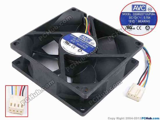 80045 AVC DS08025T12UP084 Server - Square Fan sq80x80x25, w125x4x4, 12V 0.7A AVC DS08025T12UP084 Server - Square Fan 