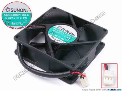 80068 SUNON KDE2408PTB3-6 Server - Square Fan sq80x80x25, w120x2x3, 24V 2.4W SUNON KDE2408PTB3-6 Server - Square Fan 