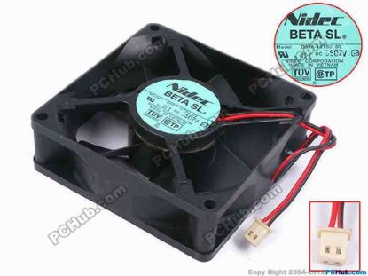 80078 Nidec D08A-12TS3 Server - Square Fan 03, sq80x80x25, w150x2x2, 12V 0.5A Nidec D08A-12TS3 Server - Square Fan 