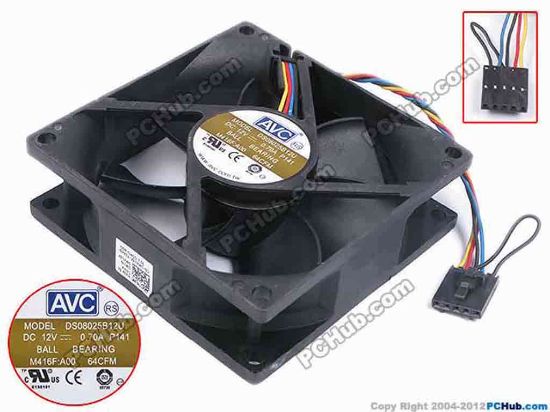 80090 AVC DS08025B12U Server - Square Fan P141, sq80x80x25, w95x4x5, 12V 0.7A AVC DS08025B12U Server - Square Fan 