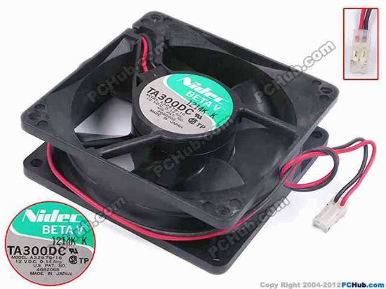 80091 Nidec A32879-16 Server - Square Fan sq80x80x25, w285x2x2, 12V 0.14A Nidec A32879-16 Server - Square Fan 