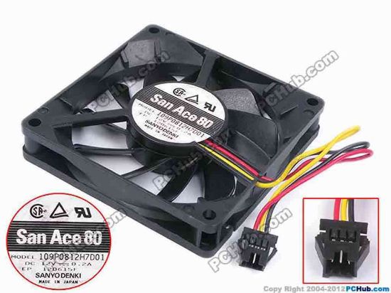 80092 Sanyo Denki 109P0812H7D01 Server - Square Fan sq80x80x15, w100x3x3, 12V 0.2A Sanyo Denki 109P0812H7D01 Server - Square Fan 