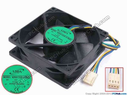 80093 ADDA AD0812UX-A7BGL Server - Square Fan S, sq80x80x25, w165x4x4, 12V 0.33A ADDA AD0812UX-A7BGL Server - Square Fan 