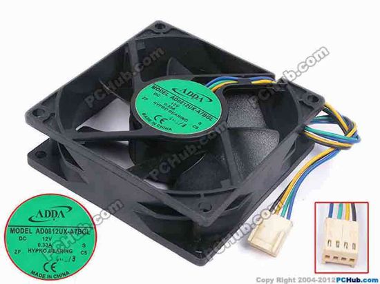80093 ADDA AD0812UX-A7BGL Server - Square Fan S, sq80x80x25, w165x4x4, 12V 0.33A ADDA AD0812UX-A7BGL Server - Square Fan 